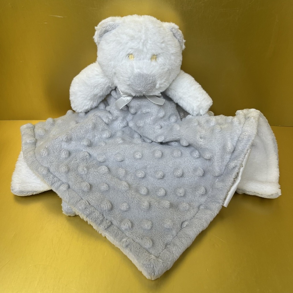 Lovey Security lovies Gray Minky Dot White Bear Fleece